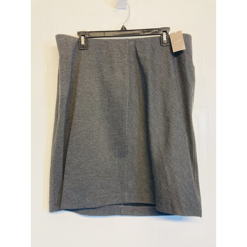 J. Jill Ponte Skirt Women XLP Gray Charcoal Twill Pull On Office Petite‎ NWT